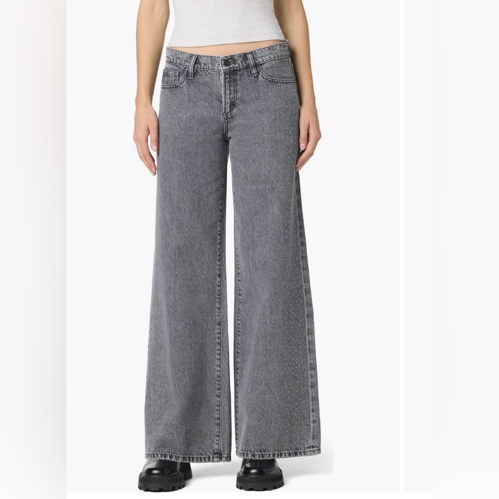 Joe’s Jeans Crystal Embellished Low Rise Wide Leg Jeans NWT 30